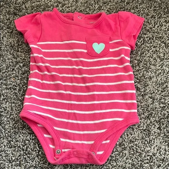 Carter's Pink Striped Onesie and Circo Black Pants Matching Set - Picture 2 of 10